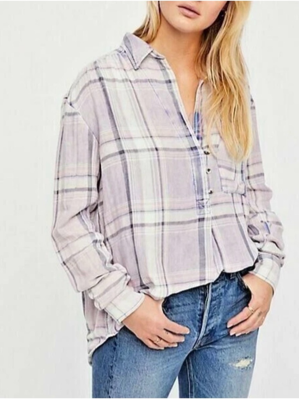 Free People Washed Away Lavender Pullover Top Size Small
